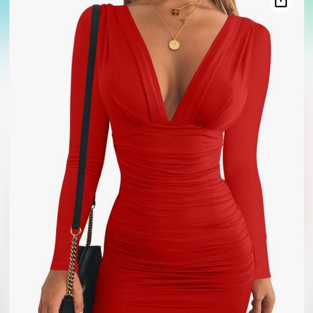 NWOT red bodycon long sleeve dress
